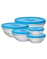 Duralex Lys Round Glass Bowls With Lids Set of 5