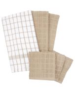 image shows Ritz 6-Piece Premium Kitchen Towel & Dish Cloth Set | Putty against a blank, white background