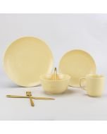 Everything Kitchens Modern Colorful Neutrals - Rippled 16-Piece Dinnerware Set - Glazed | Butter Yellow