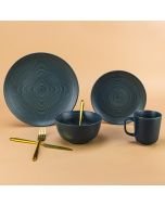 Everything Kitchens Modern Colorful Neutrals - Rippled 16-Piece Dinnerware Set - Matte | Charcoal