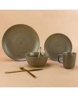 Everything Kitchens Modern Colorful Neutrals - Rippled 16-Piece Dinnerware Set - Matte | Mocha