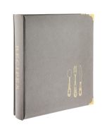 image shows C.R. Gibson Leatherette Lined Recipe Notebook | Gray against a blank, white background  