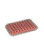 image shows Lodge Cast Iron Red Chainmail Scrubbing Pad  against a blank, white background