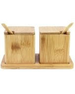 Totally Bamboo 12oz. Double Dipper Salt Boxes with Spoons