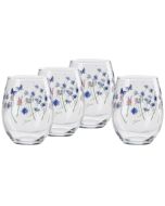 image shows Fiesta® 15oz Stemless Wine Glass (Set of 4) | Breezy Floral  against a blank, white background