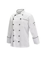 Mercer Renaissance Cutlery Women's Chef Coat (Trad. Neck) | White w/ Black Piping, 3XL