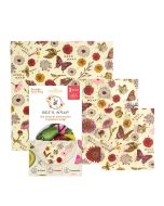 image shows Bee's Wrap Assorted 3-Pack Food Wraps | Meadow Magic - New for 2026  against a blank, white background