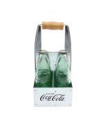 TableCraft 1oz Green Tinted Coca-Cola Salt & Pepper Shakers with Galvanized Steel Caddy 