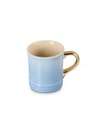 Le Creuset 14oz Gold Metallic Handle Mug | Coastal Blue