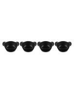 Le Creuset Gourmand Collection 0.75 Qt. Mini Round Cocotte Base | Set of 4 against a white background shot slightly from above