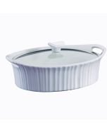 CorningWare 2.5-Quart Oval Casserole with Glass Cover | French White