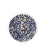 image shows Crow Canyon 8" Salad Plate | Navy & Cream Splatter  against a blank, white background