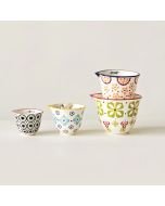Creative Co-Op Stoneware Floral Pattern Measuring Cups (Set of 4)