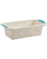 image shows Trudeau Confetti 8.5" x 4.5" Loaf Pan | Aqua against a blank, white background