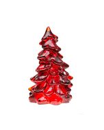  image shows Mosser Glass Holiday Collection 5.5" Tree Figurine | Red against a blank, white background