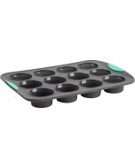 image shows Trudeau Silicone 12-Count Muffin Pan | Grey  against a blank, white background