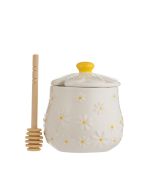 image shows Price & Kensington Daisy Honey Pot and Drizzler against a blank, white background