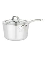 image shows Viking Contemporary 3-Ply Stainless Steel Sauce Pan with Glass Lid | 3.4 Quart against a blank, white background