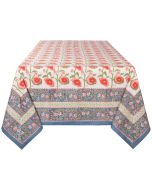 image shows Danica Heirloom 90" x 60" Poppy Tablecloth | Block Print against a blank, white background