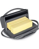 image shows Butterie Butter Dish with Attached Flip-Top Lid | Gray against a blank, white background