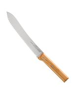 image shows Opinel Parallele 8" Bread Knife | Olive Wood  against a blank, white background