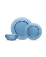 image shows Fortessa Archie 12-Piece Dinnerware Set | Cornflower against a blank, white background