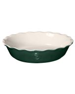 image shows Emile Henry 9" Pie Dish - Modern Classic Collection | Evergreen against a blank, white background
