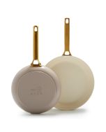 image shows GreenPan Reserve 10" & 12" Fry Pan Set | Taupe  against a blank, white background