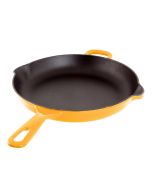  image shows Chantal 10" Round Cast-Iron Fry Pan | Marigold  against a blank, white background