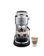 image shows De'Longhi Dedica Maestro Espresso Machine against a blank, white background