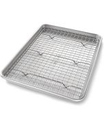 image shows USA Pan Nonstick Jelly Roll Baking Sheet & Cooling Rack Set  against a blank, white background