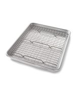 image shows USA Pan Nonstick Quarter Sheet Pan & Cooling Rack Set  against a blank, white background