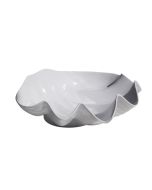 image shows TarHong Coastal Shell 14.9" Serving Bowl | White against a blank, white background