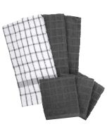 image shows Ritz 6-Piece Premium Kitchen Towel & Dish Cloth Set | Graphite against a blank, white background