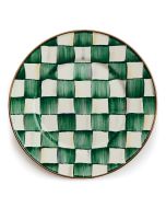 image shows MacKenzie-Childs Emerald Check 8" Salad Plate against a blank, white background