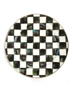 image shows MacKenzie-Childs Courtly Check 12" Charger Plate  against a blank, white background