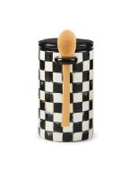  image shows MacKenzie-Childs Courtly Check 26oz Farmhouse Canister with Spoon against a blank, white background