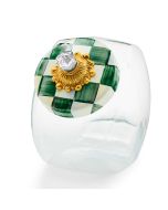 image shows MacKenzie-Childs Cookie Jar with Emerald Check Lid against a blank, white background