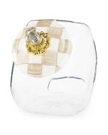 image shows MacKenzie-Childs Cookie Jar with Mocha Check Lid  against a blank, white background