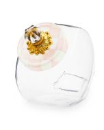 image shows MacKenzie-Childs Sweets Jar with Rosy Check Lid  against a blank, white background