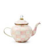 image shows MacKenzie-Childs Rosy Check 4-Cup Teapot against a blank, white background