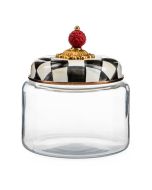 image shows MacKenzie-Childs Courtly Check 48oz Small Kitchen Canister against a blank, white background
