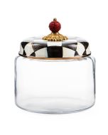 image shows MacKenzie-Childs Courtly Check 64oz Medium Kitchen Canister against a blank, white background