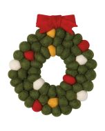 image shows Danica Jubilee Felt Wool Trivet | Wreath Christmas against a blank, white background