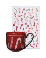 image shows Danica Jubilee Christmas Mug and Dishtowel Set | Merry Mints against a blank, white background