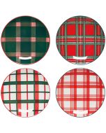 image shows Now Designs by Danica Appetizer Plates (Set of 4) | Holiday Plaid  against a blank, white background