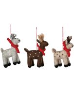 image shows Danica Jubilee 3-Piece Christmas Tree Ornaments | Arctic Deer Felt  against a blank, white background