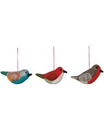 image shows Danica Jubilee 3-Piece Christmas Tree Ornaments | Bird Felt  against a blank, white background