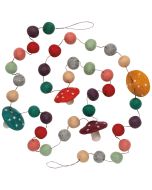 image shows Danica Jubilee Christmas Felt Garland | Mushroom Gems against a blank, white background
