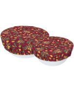 image shows Now Designs by Danica Bowl Covers (Set of 2) | Olive Oil against a blank, white background
